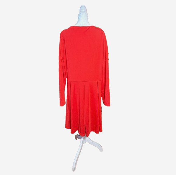 White Mark Red Fit & Flare Swing Dress Women’s 2XL Long Sleeve Scoop Neck - Picture 2 of 10
